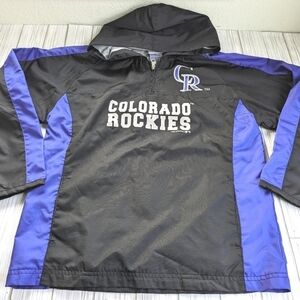 Colorado Rockies MLB Half Zip Hooded Pullover Windbreaker Raincoat Size 12